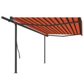 vidaXL Markise Manuell Einziehbar mit Pfosten 5x3 m Orange Braun