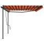 vidaXL Markise Manuell Einziehbar mit Pfosten 5x3 m Orange Braun vidaXL Markise Manuell Einziehbar mit Pfosten 5x3 m Orange Braun