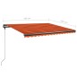 vidaXL Markise Manuell Einziehbar mit LED 450x350 cm Orange und Braun vidaXL Markise Manuell Einziehbar mit LED 450x350 cm Orange und Braun