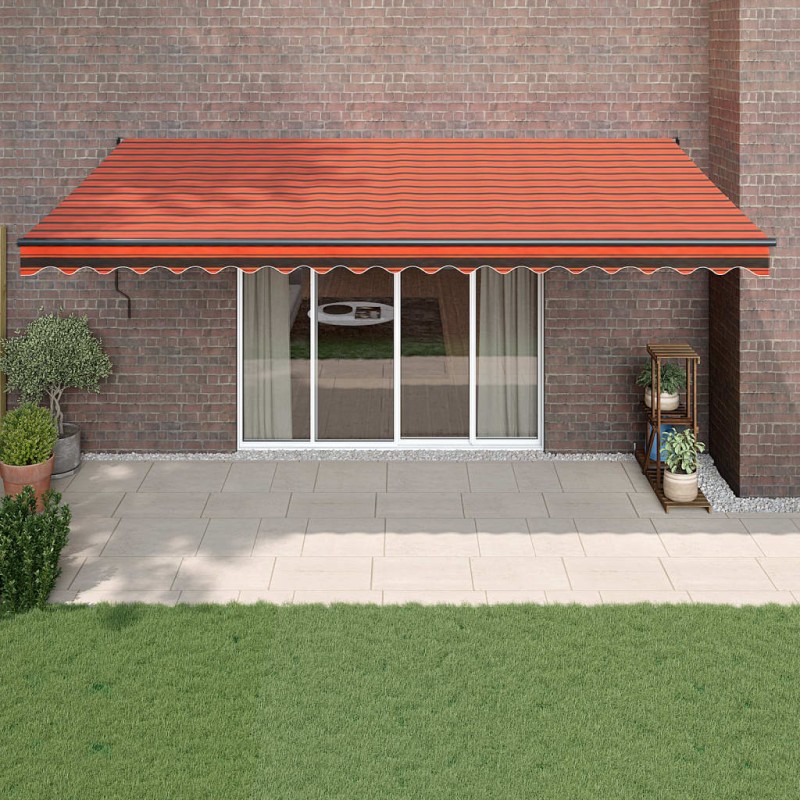 vidaXL Markise Automatisch Einziehbar Orange und Braun 5x3 m vidaXL Markise Automatisch Einziehbar Orange und Braun 5x3 m