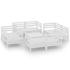 vidaXL 9-tlg. Garten-Lounge-Set Weiß Kiefer Massivholz
