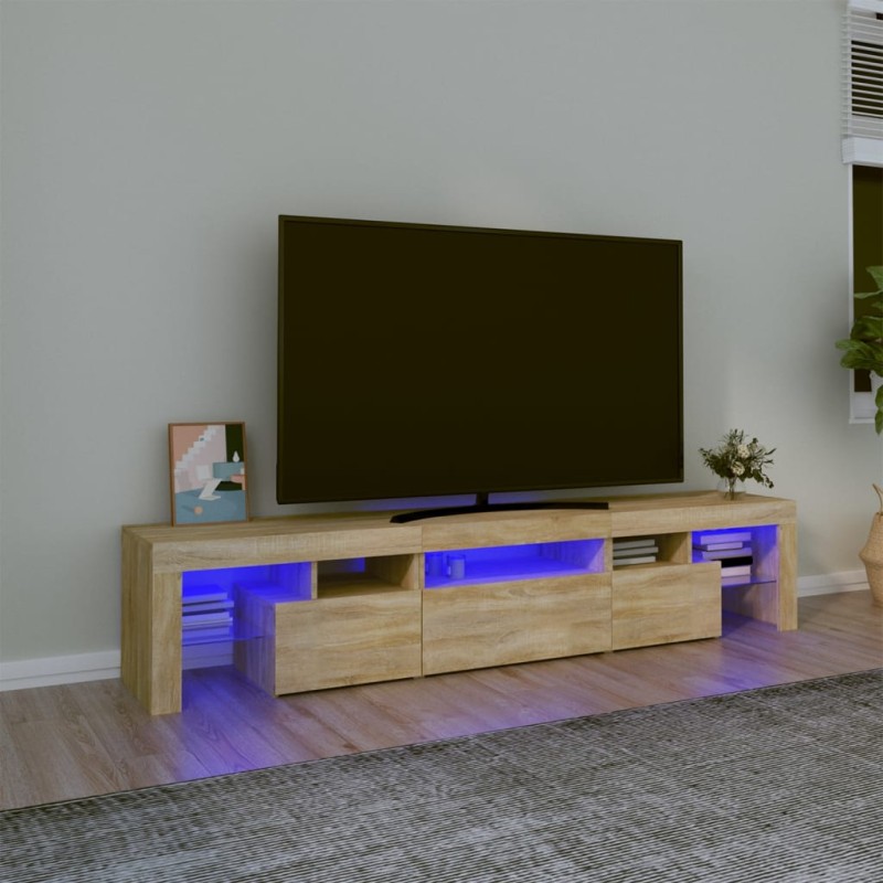 vidaXL TV-Schrank mit LED-Leuchten Sonoma-Eiche 200x36,5x40 cm vidaXL TV-Schrank mit LED-Leuchten Sonoma-Eiche 200x36,5x40 cm