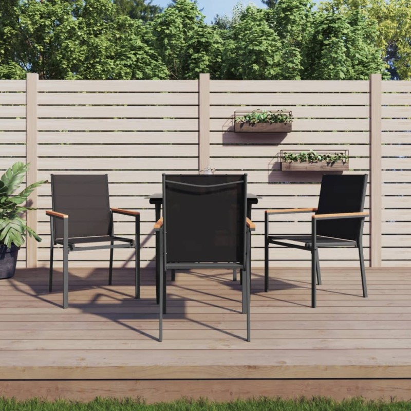 vidaXL 5-tlg. Garten-Essgruppe Schwarz Textilene und Stahl vidaXL 5-tlg. Garten-Essgruppe Schwarz Textilene und Stahl