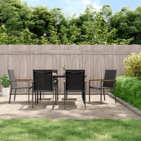 vidaXL 7-tlg. Garten-Essgruppe Schwarz Textilene und Stahl
