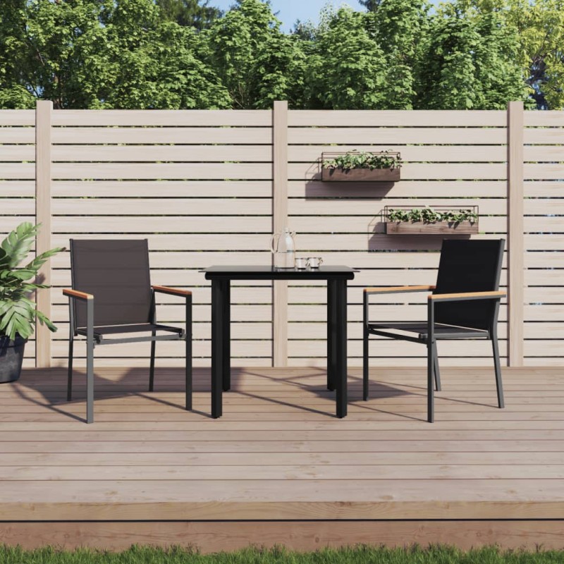 vidaXL 3-tlg. Garten-Essgruppe Schwarz Textilene und Stahl vidaXL 3-tlg. Garten-Essgruppe Schwarz Textilene und Stahl