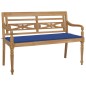 vidaXL Batavia-Gartenbank mit Königsblauem Kissen 120 cm Teak Massiv vidaXL Batavia-Gartenbank mit Königsblauem Kissen 120 cm Teak Massiv