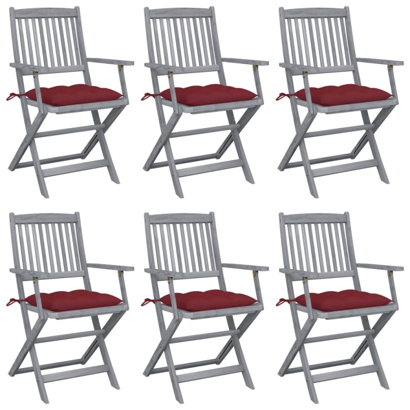 vidaXL Klappbare Gartenstühle 6 Stk. mit Kissen Massivholz Akazie vidaXL Klappbare Gartenstühle 6 Stk. mit Kissen Massivholz Akazie