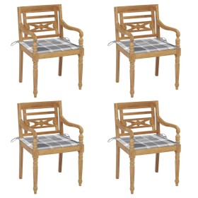vidaXL Batavia-Stühle mit Kissen 4 Stk. Massivholz Teak