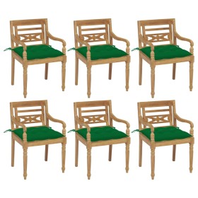 vidaXL Batavia-Stühle mit Kissen 6 Stk. Massivholz Teak