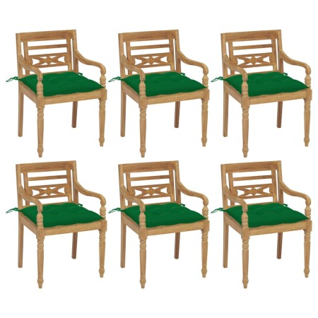 vidaXL Batavia-Stühle mit Kissen 6 Stk. Massivholz Teak