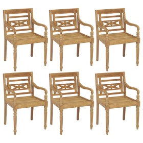 vidaXL Batavia-Stühle mit Kissen 6 Stk. Massivholz Teak