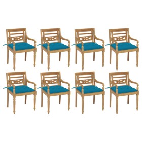 vidaXL Batavia-Stühle mit Kissen 8 Stk. Massivholz Teak