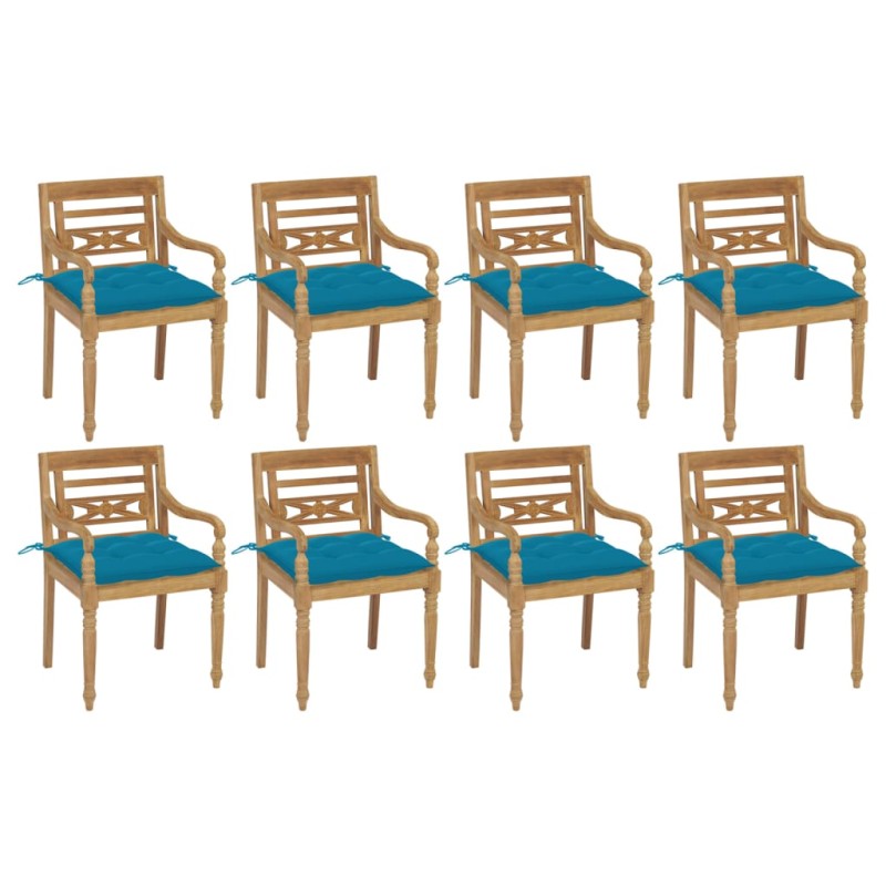 vidaXL Batavia-Stühle mit Kissen 8 Stk. Massivholz Teak vidaXL Batavia-Stühle mit Kissen 8 Stk. Massivholz Teak
