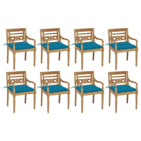 vidaXL Batavia-Stühle mit Kissen 8 Stk. Massivholz Teak