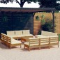 vidaXL 13-tlg. Garten-Lounge-Set mit Creme Kissen Kiefernholz vidaXL 13-tlg. Garten-Lounge-Set mit Creme Kissen Kiefernholz