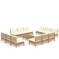 vidaXL 13-tlg. Garten-Lounge-Set mit Creme Kissen Kiefernholz vidaXL 13-tlg. Garten-Lounge-Set mit Creme Kissen Kiefernholz