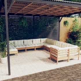 vidaXL 11-tlg. Garten-Lounge-Set mit Kissen Honigbraun Kiefernholz