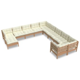 vidaXL 11-tlg. Garten-Lounge-Set mit Kissen Honigbraun Kiefernholz