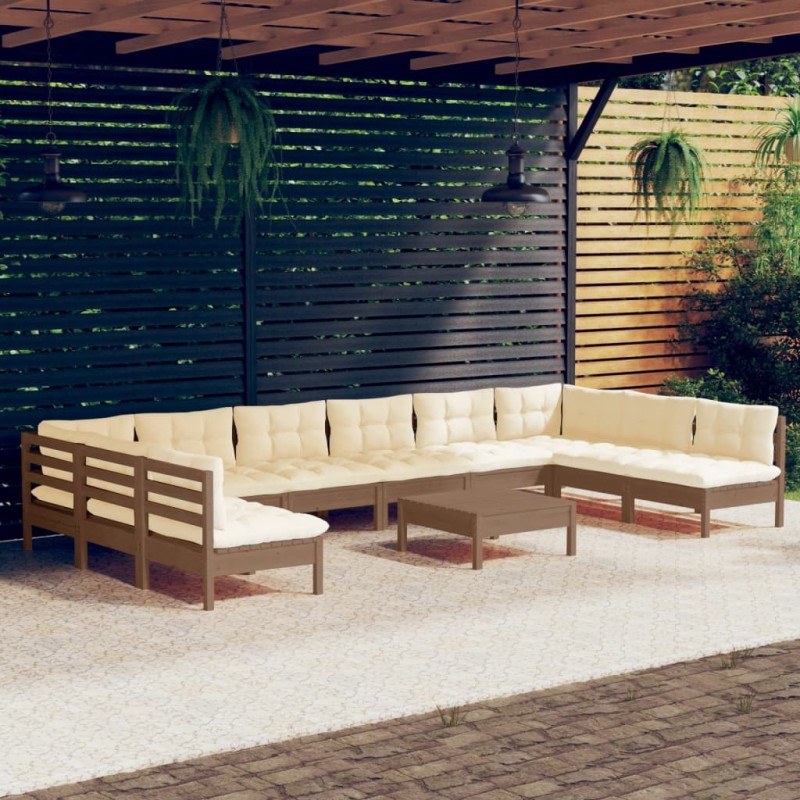 vidaXL 11-tlg. Garten-Lounge-Set mit Kissen Honigbraun Kiefernholz vidaXL 11-tlg. Garten-Lounge-Set mit Kissen Honigbraun Kiefernholz