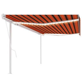 vidaXL Markise Automatisch mit LED & Windsensor 5x3 m Orange & Braun