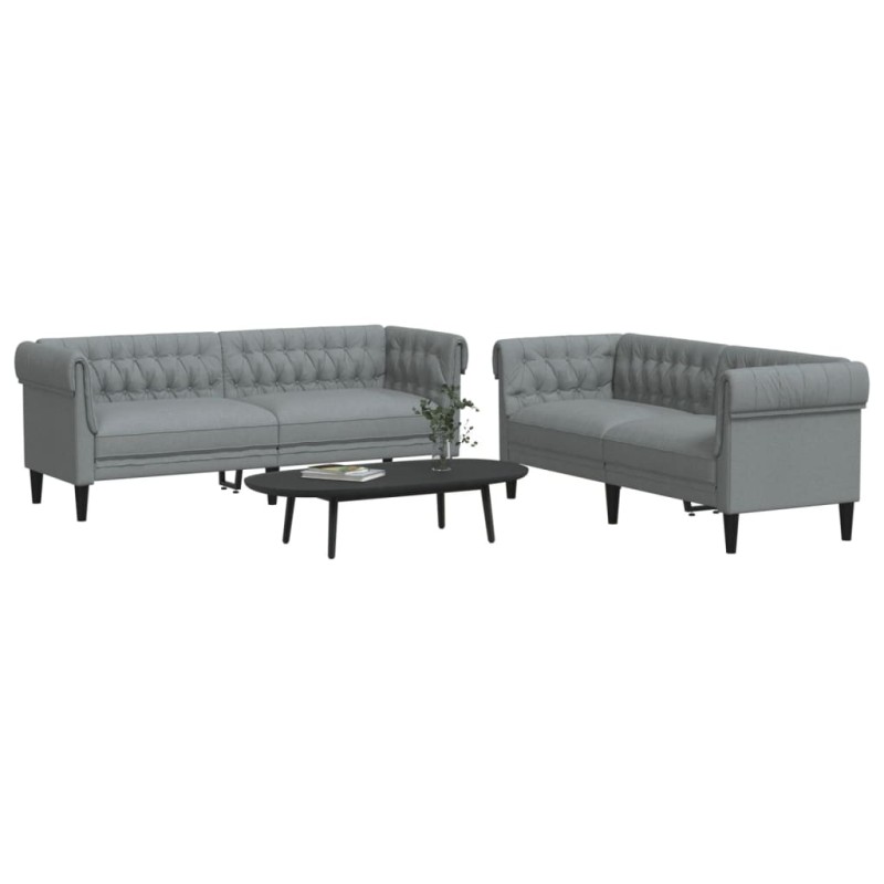 vidaXL 2-tlg. Sofagarnitur Hellgrau Stoff vidaXL 2-tlg. Sofagarnitur Hellgrau Stoff