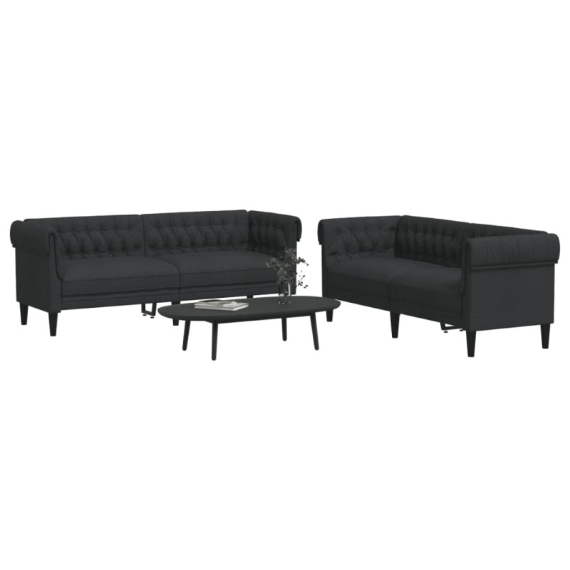 vidaXL 2-tlg. Sofagarnitur Schwarz Stoff vidaXL 2-tlg. Sofagarnitur Schwarz Stoff