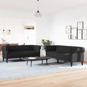 vidaXL 2-tlg. Sofagarnitur Schwarz Stoff