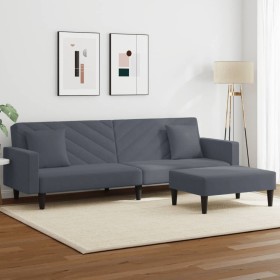 vidaXL 2-tlg. Sofagarnitur mit Kissen Dunkelgrau Samt