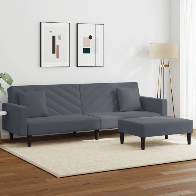 vidaXL 2-tlg. Sofagarnitur mit Kissen Dunkelgrau Samt vidaXL 2-tlg. Sofagarnitur mit Kissen Dunkelgrau Samt