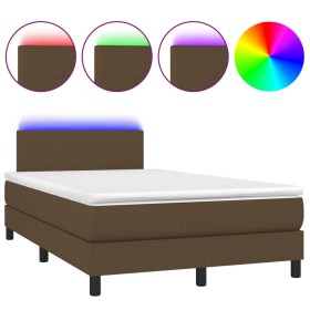 vidaXL Boxspringbett mit Matratze & LED Dunkelbraun 120x190 cm Stoff