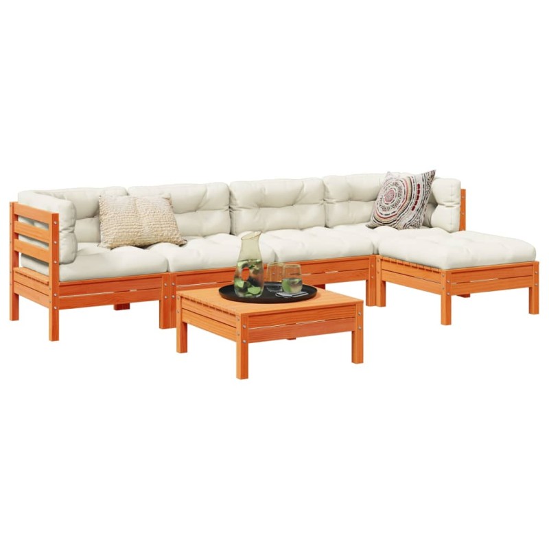 vidaXL 6-tlg. Garten-Sofagarnitur mit Kissen Wachsbraun Kiefernholz vidaXL 6-tlg. Garten-Sofagarnitur mit Kissen Wachsbraun Kiefernholz