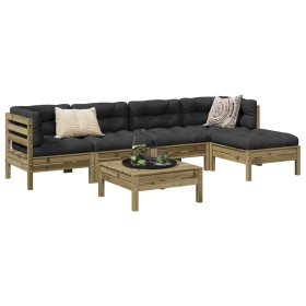 vidaXL 6-tlg. Garten-Sofagarnitur mit Kissen Kiefernholz Imprägniert