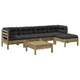 vidaXL 6-tlg. Garten-Sofagarnitur mit Kissen Kiefernholz Imprägniert