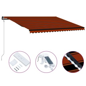 vidaXL Einziehbare Markise mit Windsensor & LED 500x300cm Orange Braun