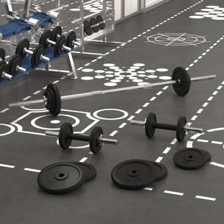vidaXL Langhantel und Kurzhantel mit Hantelscheiben 90 kg Gusseisen