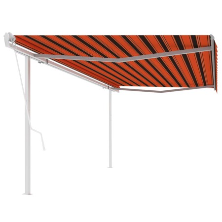vidaXL Markise Automatisch Einziehbar mit Pfosten 5x3 m Orange & Braun