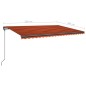 vidaXL Markise Manuell Einziehbar mit LED 5x3 m Orange & Braun vidaXL Markise Manuell Einziehbar mit LED 5x3 m Orange & Braun