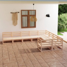 vidaXL 9-tlg. Garten-Lounge-Set Massivholz Kiefer