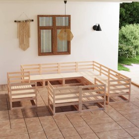 vidaXL 11-tlg. Garten-Lounge-Set Massivholz Kiefer