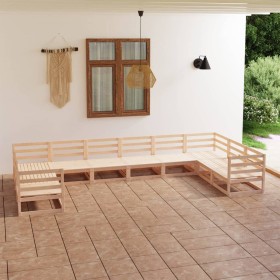vidaXL 10-tlg. Garten-Lounge-Set Massivholz Kiefer