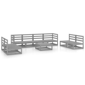 vidaXL 9-tlg. Garten-Lounge-Set Grau Massivholz Kiefer
