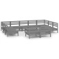vidaXL 12-tlg. Garten-Lounge-Set Grau Massivholz Kiefer vidaXL 12-tlg. Garten-Lounge-Set Grau Massivholz Kiefer