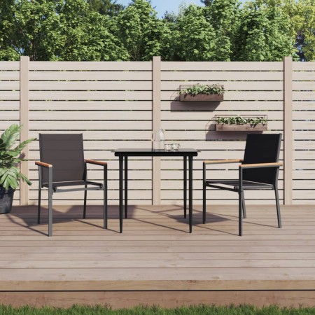 vidaXL 3-tlg. Garten-Essgruppe Schwarz Textilene und Stahl