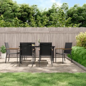 vidaXL 7-tlg. Garten-Essgruppe Schwarz Textilene und Stahl