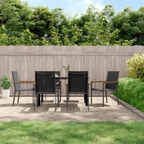 vidaXL 7-tlg. Garten-Essgruppe Schwarz Textilene und Stahl