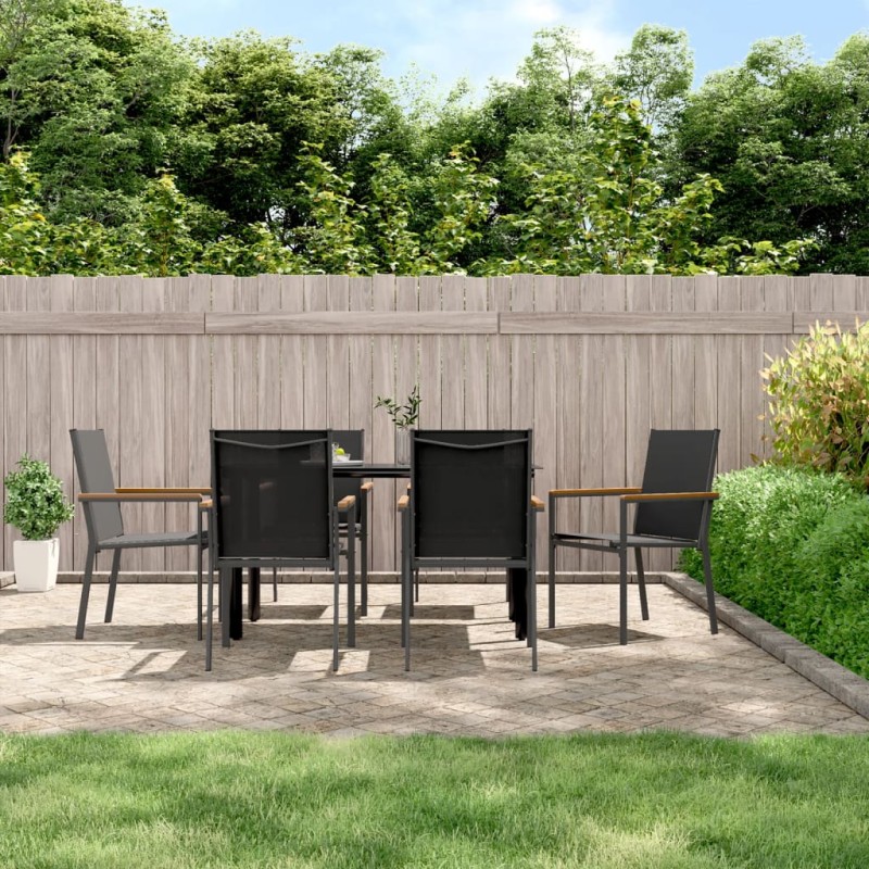 vidaXL 7-tlg. Garten-Essgruppe Schwarz Textilene und Stahl vidaXL 7-tlg. Garten-Essgruppe Schwarz Textilene und Stahl