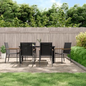 vidaXL 7-tlg. Garten-Essgruppe Schwarz Textilene und Stahl