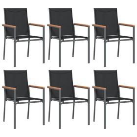 vidaXL Gartenstühle 6 Stk. Schwarz 55x61,5x90 cm Textilene und Stahl