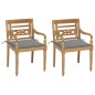 vidaXL Batavia-Stühle 2 Stk. mit Grauen Kissen Teak Massivholz vidaXL Batavia-Stühle 2 Stk. mit Grauen Kissen Teak Massivholz