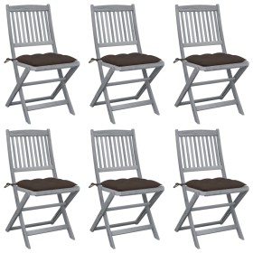 vidaXL Klappbare Gartenstühle 6 Stk. mit Kissen Massivholz Akazie